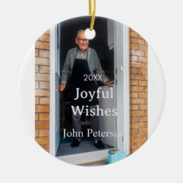 Adorno De Cerámica Saludos alegres agregar nombre foto hombre vacacio