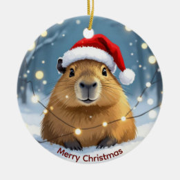 Adorno De Cerámica Saludos de Navidad del carpincho