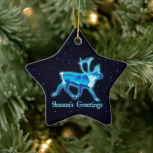Adorno De Cerámica Saludos de temporada - Blue Caribou (reno)