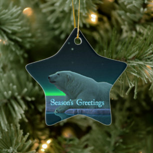 Adorno De Cerámica Saludos de temporada - Oso Polar del borde del hie