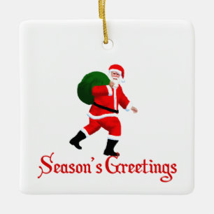 Adorno De Cerámica Saludos de temporada - Santa Claus