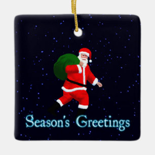Adorno De Cerámica Saludos de temporada - Santa Claus