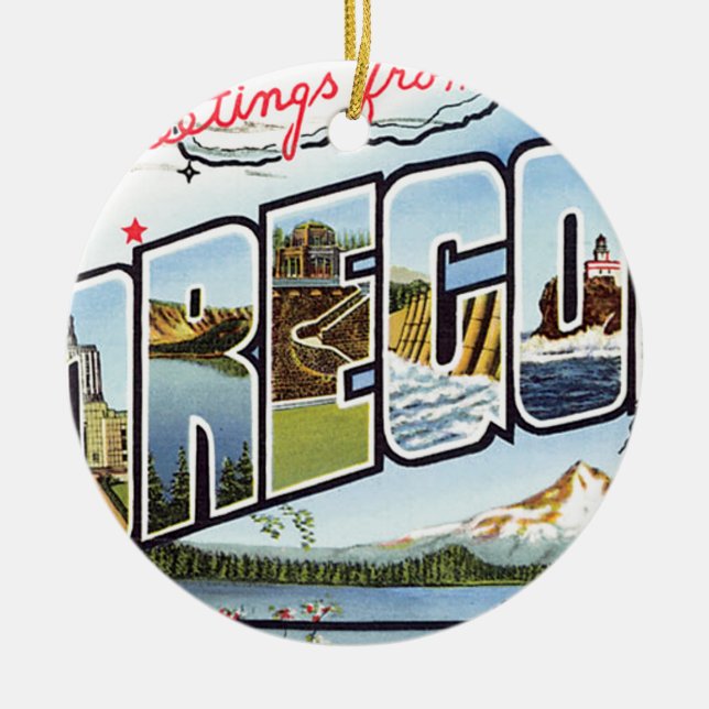 Adorno De Cerámica Saludos desde Oregón (Frente)