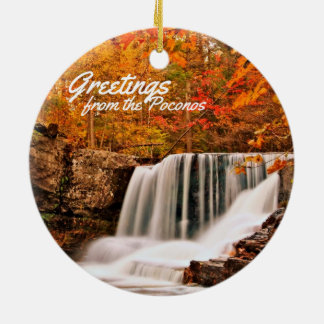 Adorno De Cerámica ¡Saludos desde Poconos!Fábrica cae en otoño