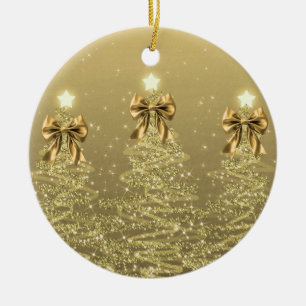 Adorno De Cerámica Saludos Navideños Árboles de Navidad Dorados con L