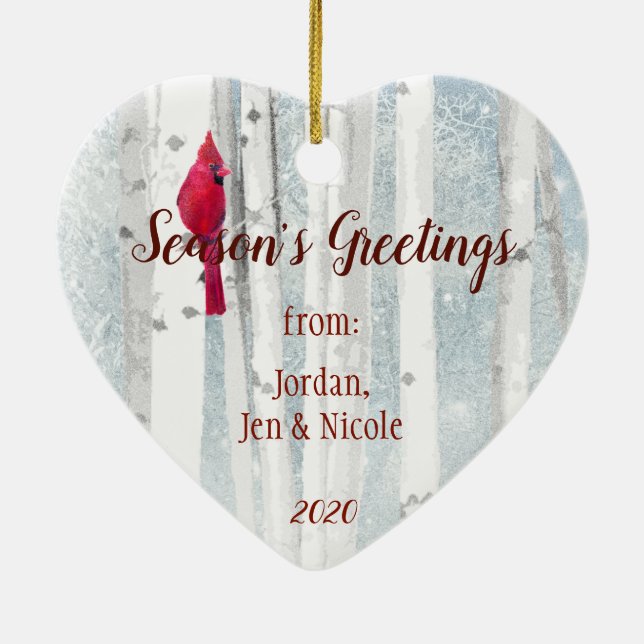 Adorno De Cerámica Saludos navideños con su foto cardenal Birch (Atrás)