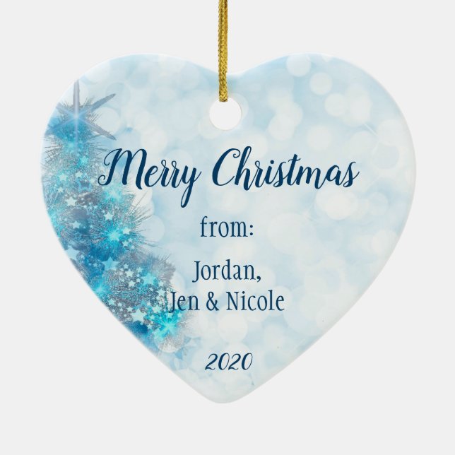 Adorno De Cerámica Saludos navideños con tu árbol azul fotográfico (Atrás)