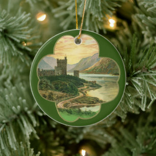 Adorno De Cerámica Saludos vintage del día de San Patricio Castillo d