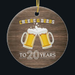 Adorno De Cerámica Saludos y cervezas rústicos a 20 años<br><div class="desc">Saludos y cervezas rústicos a 20 años ornamento cerámico</div>