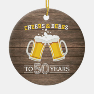 Adorno De Cerámica Saludos y cervezas rústicos a 50 años