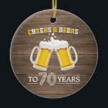 Adorno De Cerámica Saludos y cervezas rústicos a 70 años<br><div class="desc">Saludos y cervezas rústicos a 70 años ornamento cerámico</div>