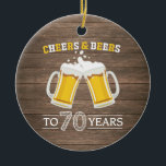 Adorno De Cerámica Saludos y cervezas rústicos a 70 años<br><div class="desc">Saludos y cervezas rústicos a 70 años ornamento cerámico</div>