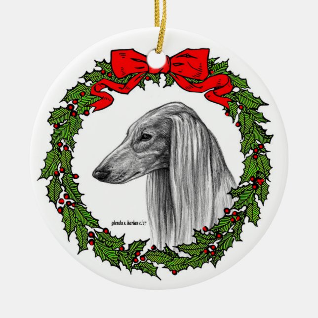 Adorno De Cerámica Saluki Dog Art de Glenda S. Harlan (Frente)