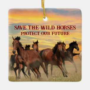 Adorno De Cerámica Salvar a los Caballos Salvajes