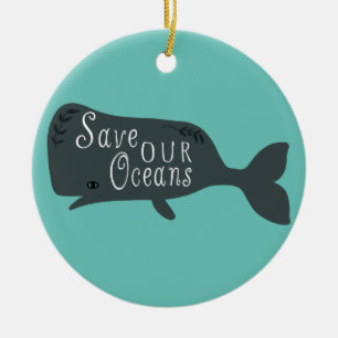 Adorno De Cerámica Salvar nuestro océano azul de ballena ambiental
