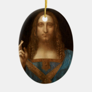 Adorno De Cerámica Salvator Mundi (Salvador del Mundo) (da Vinci)