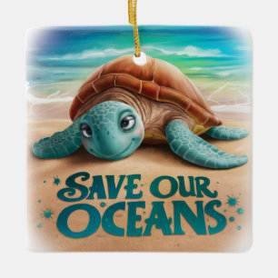 Adorno De Cerámica Salvemos nuestros océanos Protección oceánica y ma