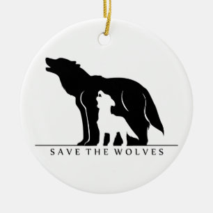 Adorno De Cerámica Salven a los lobos (sobrante blanco).