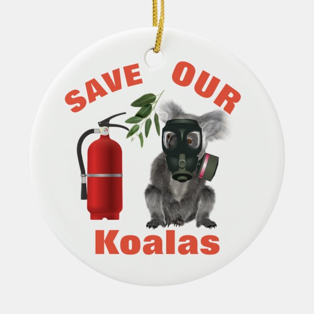 Adorno De Cerámica Salven nuestros Koalas, extinguen los incendios fo (Frente)