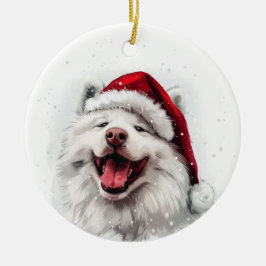 Adorno De Cerámica Samoyed Dog Christmas Personalized