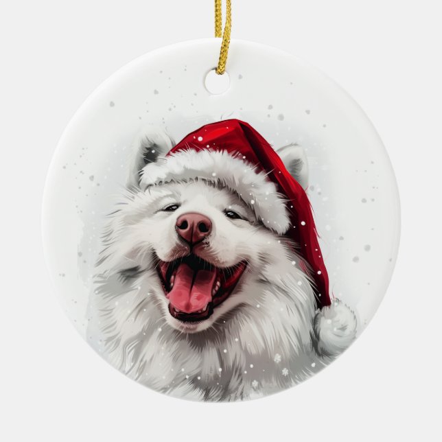 Adorno De Cerámica Samoyed Dog Christmas Personalized (Frente)