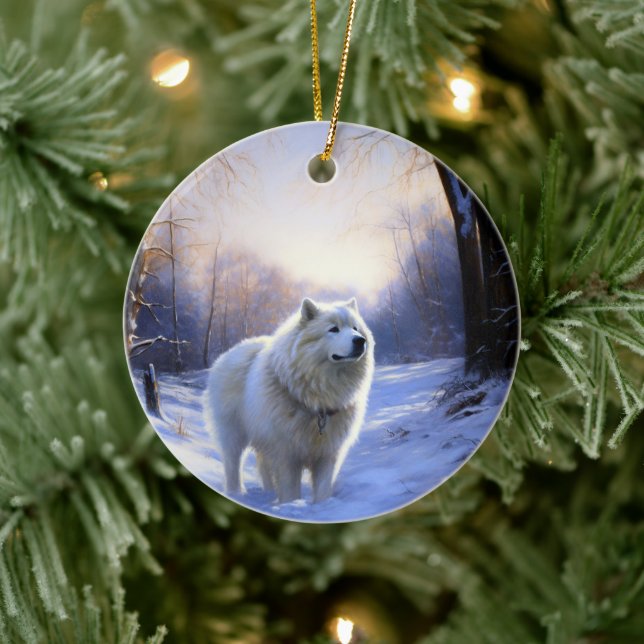Adorno De Cerámica Samoyed Let It Snow Navidades (Árbol)