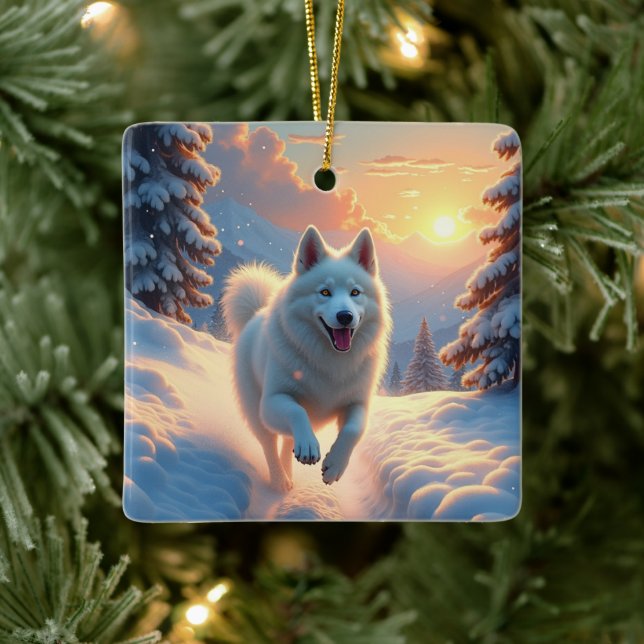 Adorno De Cerámica Samoyed Snowy Mountain Adventure Christmas (Árbol)
