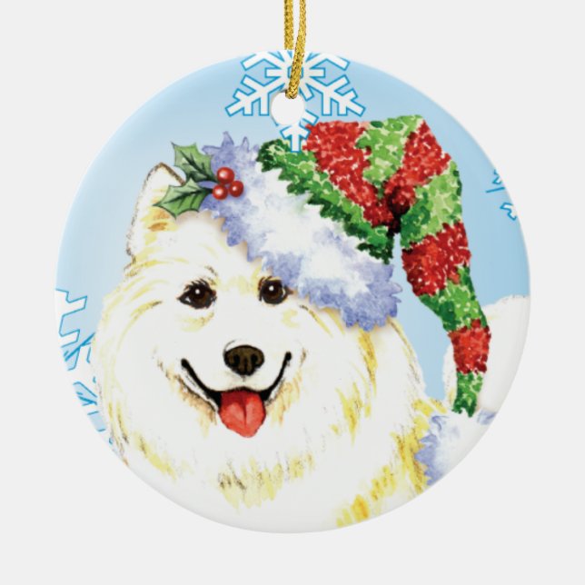 Adorno De Cerámica Samoyedo feliz de Howlidays (Frente)