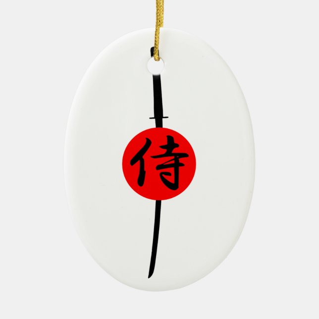 Adorno De Cerámica SAMURAI - Espada y kanji (Frente)