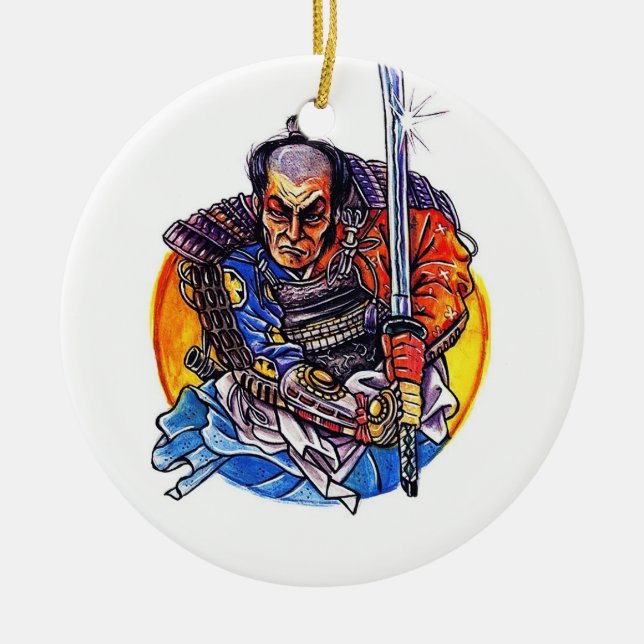 Adorno De Cerámica Samurai japonés Katana del dibujo animado del (Frente)