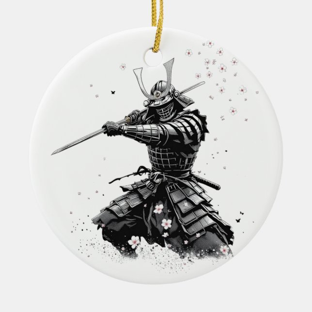 Adorno De Cerámica Samurai Warrior in Action Japanese Art Ceramic  (Frente)
