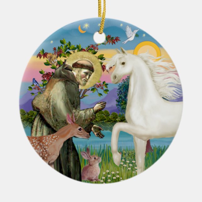 Adorno De Cerámica San Francisco - Caballo árabe (blanco) (Frente)