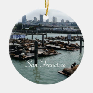 Adorno De Cerámica San Francisco y leones marinos del Pier 39 panoram