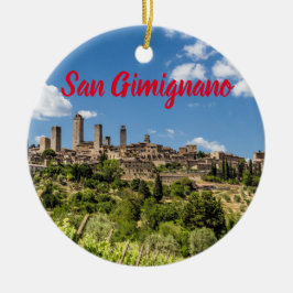Adorno De Cerámica San Gimignano Toscana Italia Panorama Souvenir
