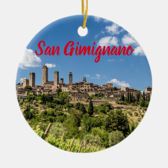 Adorno De Cerámica San Gimignano Toscana Italia Panorama Souvenir (Frente)