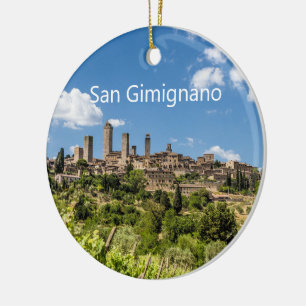 Adorno De Cerámica San Gimignano Toscana Italia Panorama Souvenir