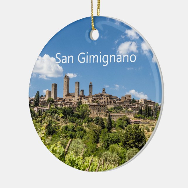 Adorno De Cerámica San Gimignano Toscana Italia Panorama Souvenir (Izquierda)