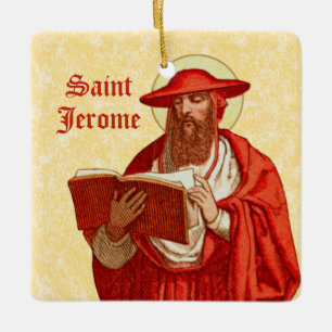 Adorno De Cerámica San Jerónimo como Cardenal con cita motivacional