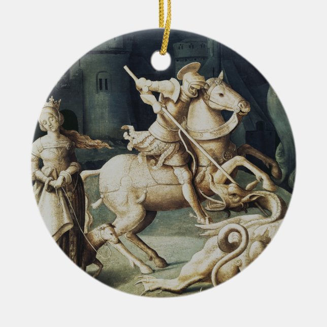 Adorno De Cerámica San Jorge y el dragón (Frente)