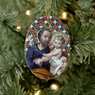 Adorno De Cerámica San José y el Niño Jesús (DPT 002)
