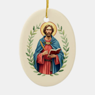 Adorno De Cerámica San Lucas Paz y Bendiciones de Dios con Escrituras