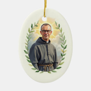 Adorno De Cerámica San Maximiliano Kolbe la paz y la bendición de Dio