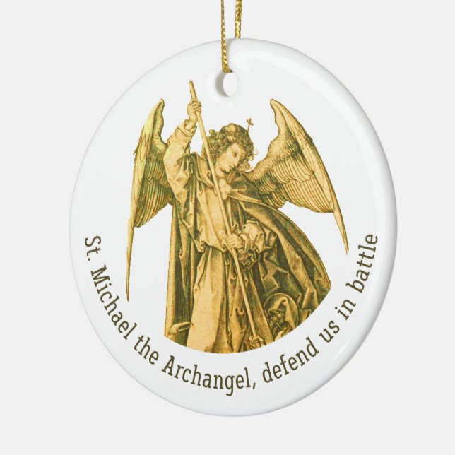 Adorno De Cerámica San Miguel el Ángel Medieval de Oro Arcángel (Izquierda)