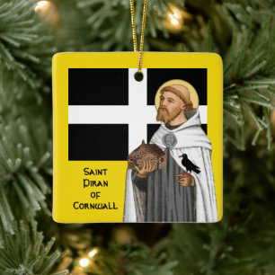 Adorno De Cerámica San Piran de Cornwall (SAE 01) y Su Bandera, etc.
