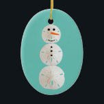 Adorno De Cerámica Sand Dollar Snowman<br><div class="desc">Sand Dollar Snowman</div>