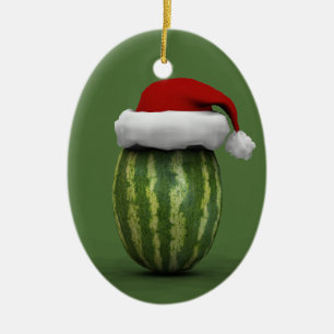 Adorno De Cerámica sandía de Santa Claus
