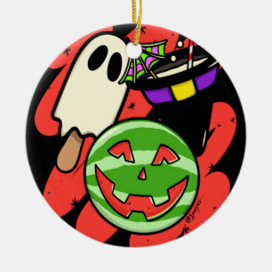 Adorno De Cerámica Sandía Vintage Spooky Summerween - Spooky Summ