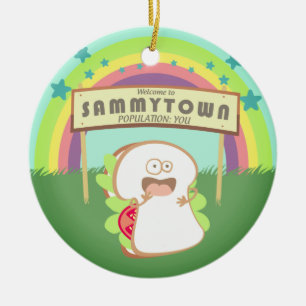 Adorno De Cerámica Sándwich retro Navidades de comida divertidos