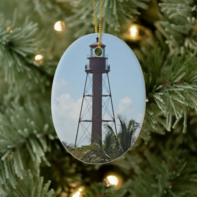 Adorno De Cerámica Sanibel Lighthouse Oval Ornament (Árbol)
