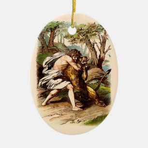 Adorno De Cerámica Sansón y el león